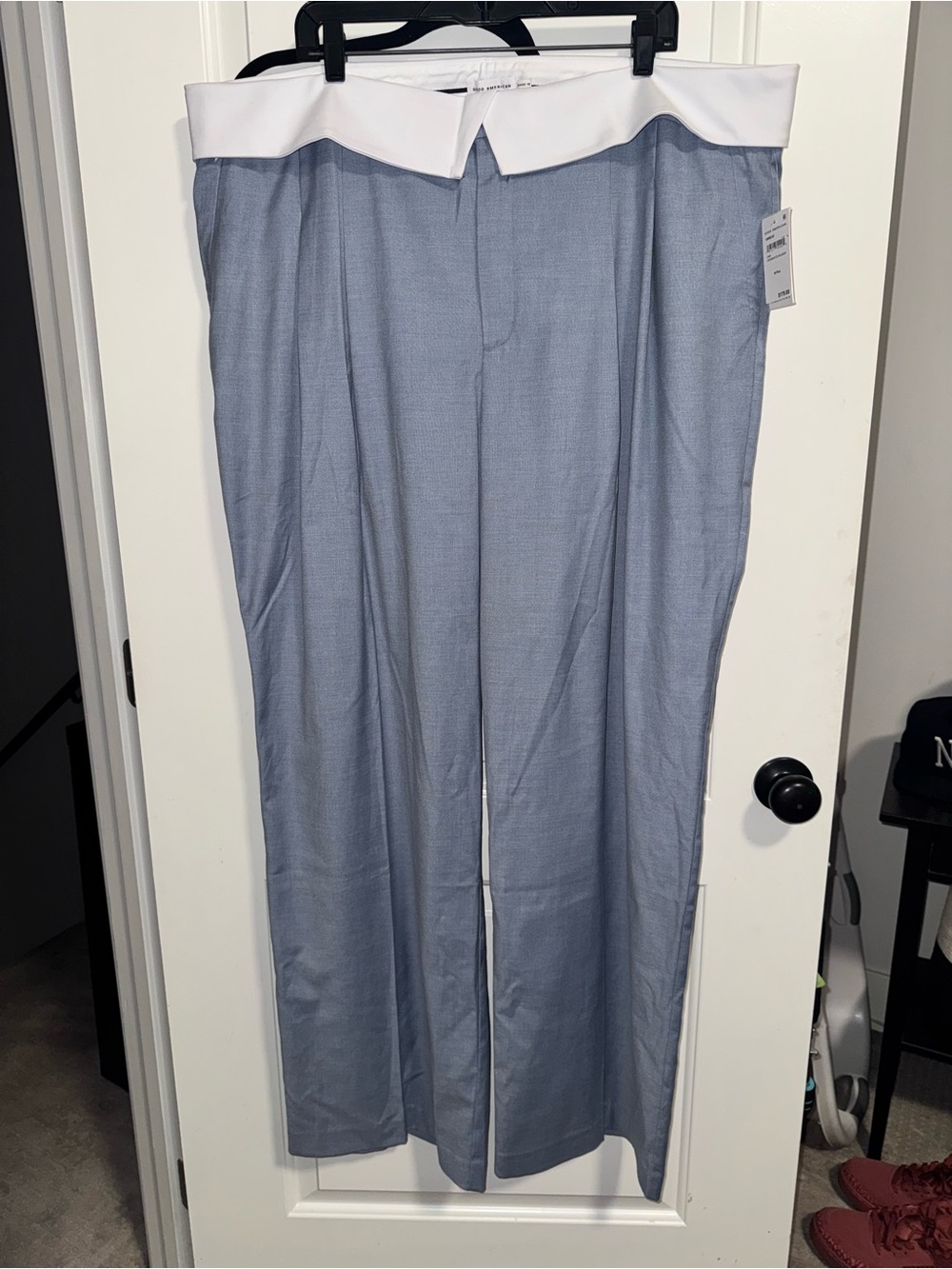 NWT Good American Women's Wide-Leg Tailored Pants in Light Blue SIZE 18 - Picture 3 of 5